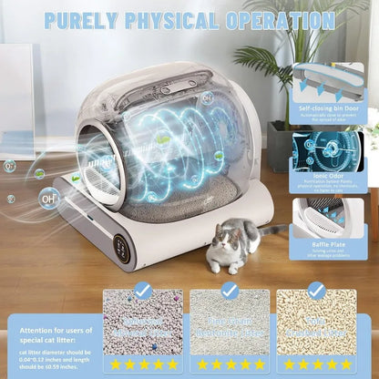 Tonepie 2026 Upgraded Self Cleaning Box, Automatic Toilet 65L with 1 Hair Comb, Negative Ion Deodorization, APP Control
