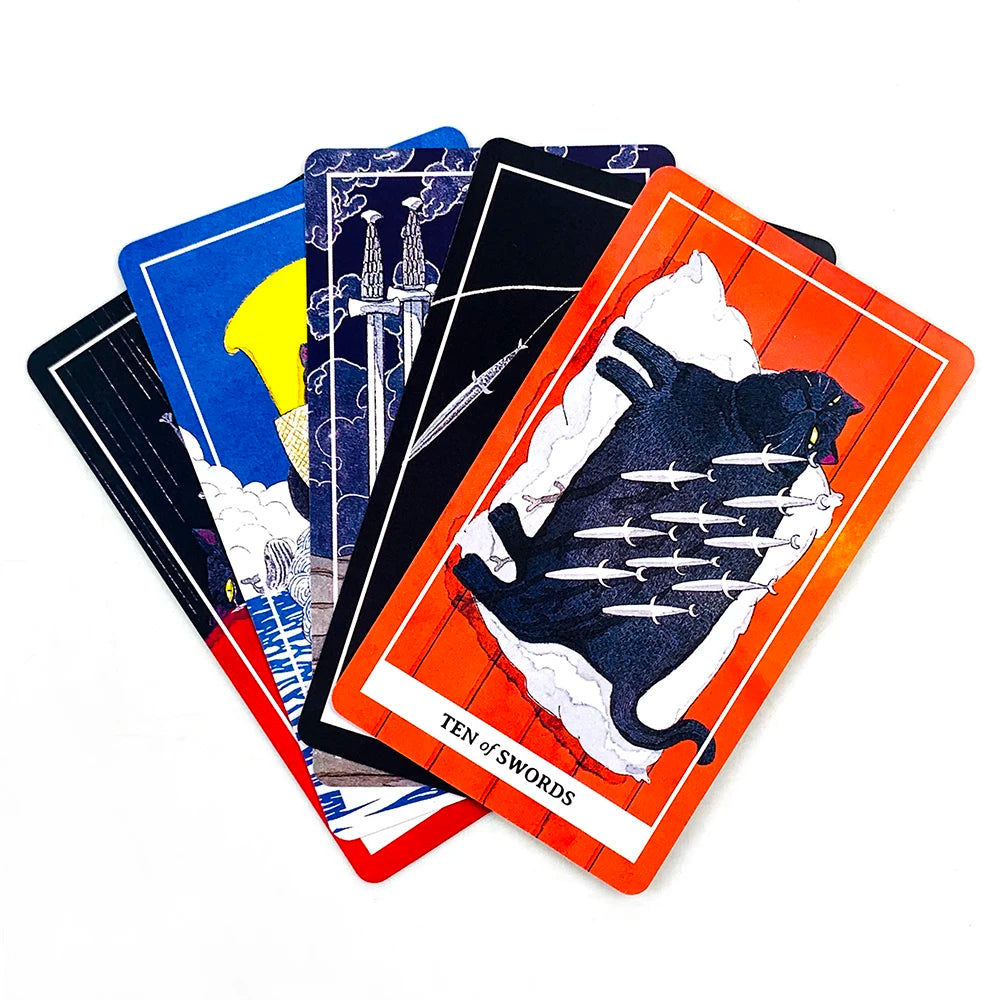 New Black Cat Tarot Deck 78PCS Cat-Themed Tarot Cards Meditation Divination Edition Deck Borad Game Party Games For Cat Lovers