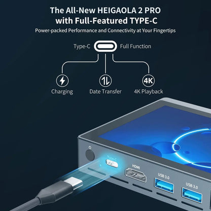 HEIGAOLA 2 Pro Mini PC Windows 11 Intel N5095 16GB RAM 256GB EMMC Touch Screen Computer 4K HDMI Type-C WiFi BT5.2