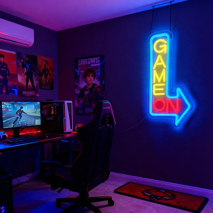 Game Neon Sign Gaming LED Neon Lights for Wall Decor USB Light Up Signs for Game Room Man Cave Teen Boy Bedroom Decorations Gift