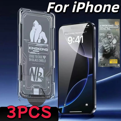 3PCS For iPhone 17/16/15 Pro Gorilla Dust-Free Case Full-Screen Tempered Glass Screen Protector Anti-Shatter & Dust-Pro