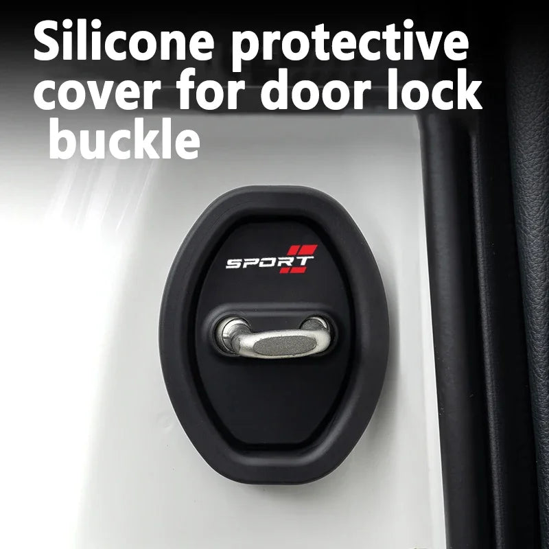 4-Piece Universal Car Silicone Door Lock Buckle Protector | Anti-Collision, Shock-Absorbing & Mute Buffering Pad