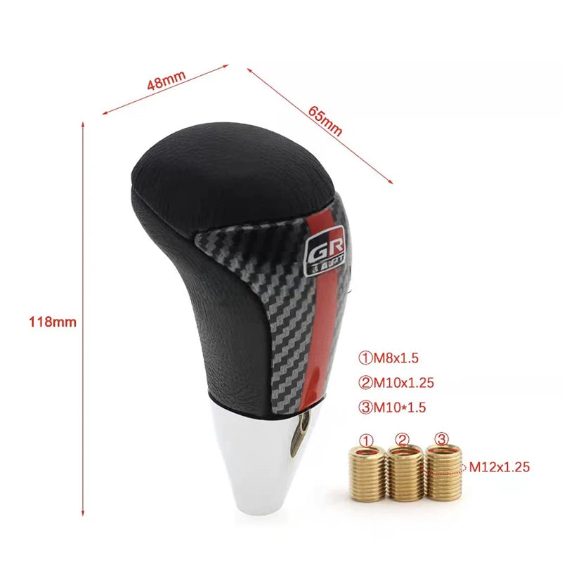 GR Car Leather Shift Knob Universal Carbon Fiber Manual Gear Shift Knob Fashion Shifter Lever Gearstick Car Interior Parts