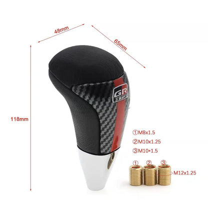 GR Car Leather Shift Knob Universal Carbon Fiber Manual Gear Shift Knob Fashion Shifter Lever Gearstick Car Interior Parts