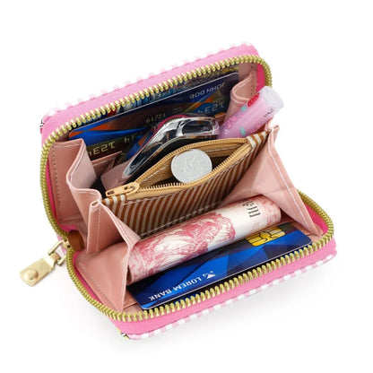 New Doraemon cute cartoon printed zipper coin purse mini short wallet PU leather business card holder coin bag girl student gift