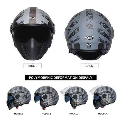 Full Face Open Face Motorcycle Helmet Double Lens Modular Helmets DOT ECE APPROVED CYRIL OP12A Man Woman Retro Moto Helmet