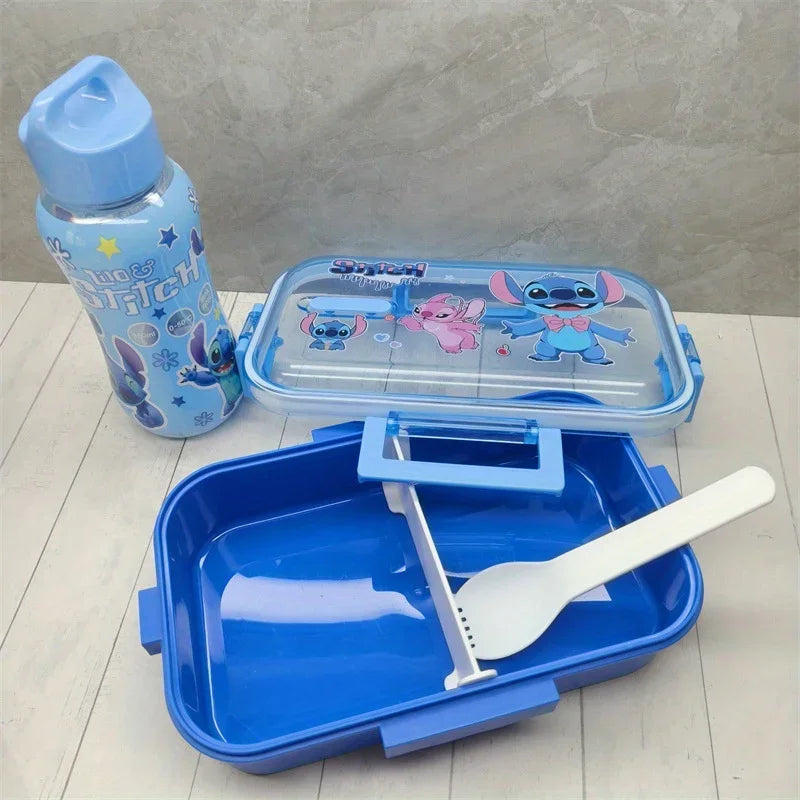 Disney Stitch Double-Layer Insulated Lunch Box with Cup, Spoon and Storage Case, Ideal for Office, School and Picnics，lunch box
