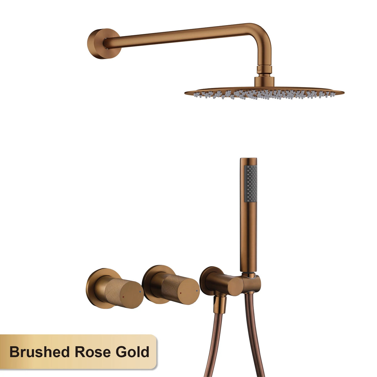 Luxury Bathroom Brass Gun Grey Wall-Mounted Shower System 2 Function Embedded Bath Mixer Tap Dual Spray Rainfall/Handheld