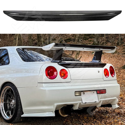 For Nissan Skyline R34 GTR rear trunk spoiler wing boot lip body kit HK style high-quality carbon fiber ducktail wing