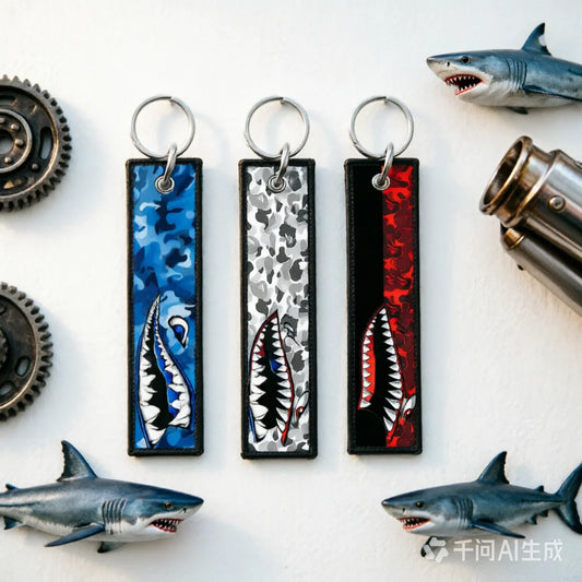 TRENDY SHARK Woven Key Chain Car Airlines Keychain for Driver Key Chain for Motorcycle Key Jet Tag Embroidery Trinket