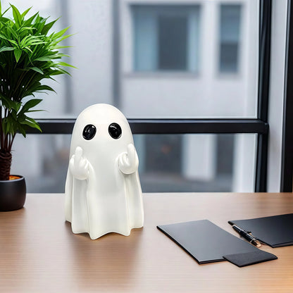 Middle Finger Cute Ghost Statue, Ghosts Small Scary Ghost Figurines, Halloween Home Decorations, Coffee Table Centerpieces Shelf