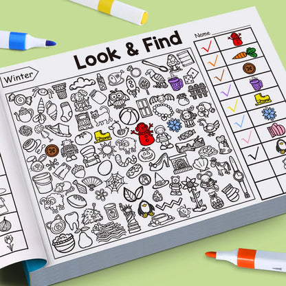 1 Book Kid's Search for Items Game, Enhance Visual Perception, Fun Coloring Book Focus and Attention, Handwriting Exercise Book