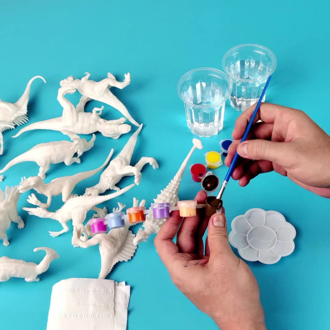 6/8Pcs Painted Graffiti Dinosaur White Embryo Animals Model Children's Educational DIY Handmade Painting Colorful Dinosaur Toys