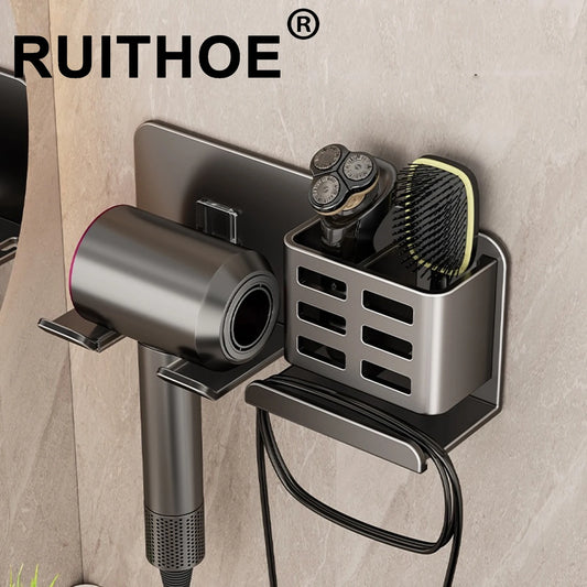 Hair Dryer Holder Wall Dryer Cradle Straightener Stand Hairdryer Organizer Box Toilet Blower Holder Shelf Bathroom Accessories