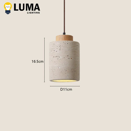 Japanese Wabi-Sabi Stone Pendant Light, LED Yellow Travertine Hanging Lamp for Bedroom Bedside Kitchen Island Dining Room Decor