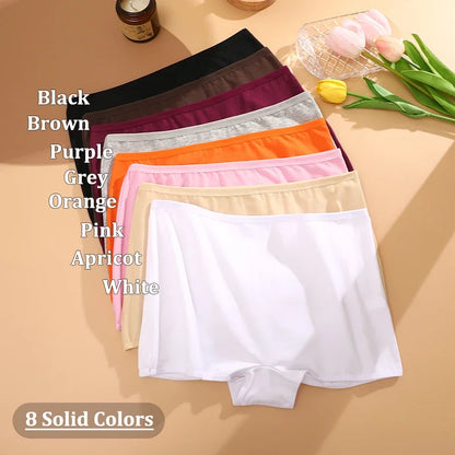 3PCS/Set Women Cotton Panties Sexy Low Rise Boyshorts  Seamless Sports Boxers Female Comfortable Underwear Solid Color Lingerie