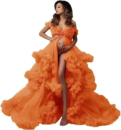 Sexy Maternity Gowns Photoshoot  Ruffles baby shower платье для беременных فساتين حوامل vestidos para embarazadas photoshoot