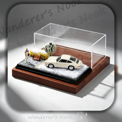 New 1:64 Car Model Scene Display Box Trendy Model Ornament Spring Summer Autumn Winter Four‑Season Grass Base Home Decorations