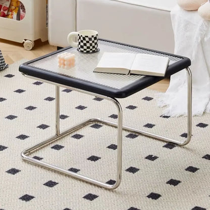 Nordic Rattan Combination Coffee Sofa Table Set Stainless Steel Solid Wood Glass Combination Modern Simple Style Wood Tables
