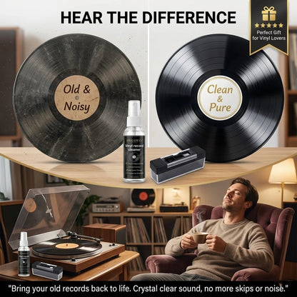 Anti Static Vinyl Record Cleaner Spray Kit Deep Groove Dust Remover Alcohol Free Liquid Microfiber Cloth Turntable LP Brush