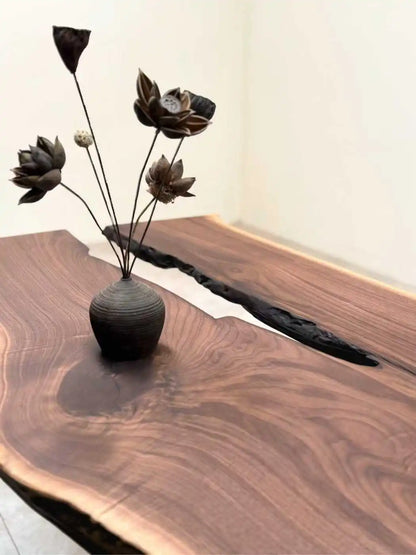Stunning Epoxy Resin Live Edge Wood Table, Unique Handmade Art Piece for Dining Room, Office, Natural Wood and Resin ,Customized