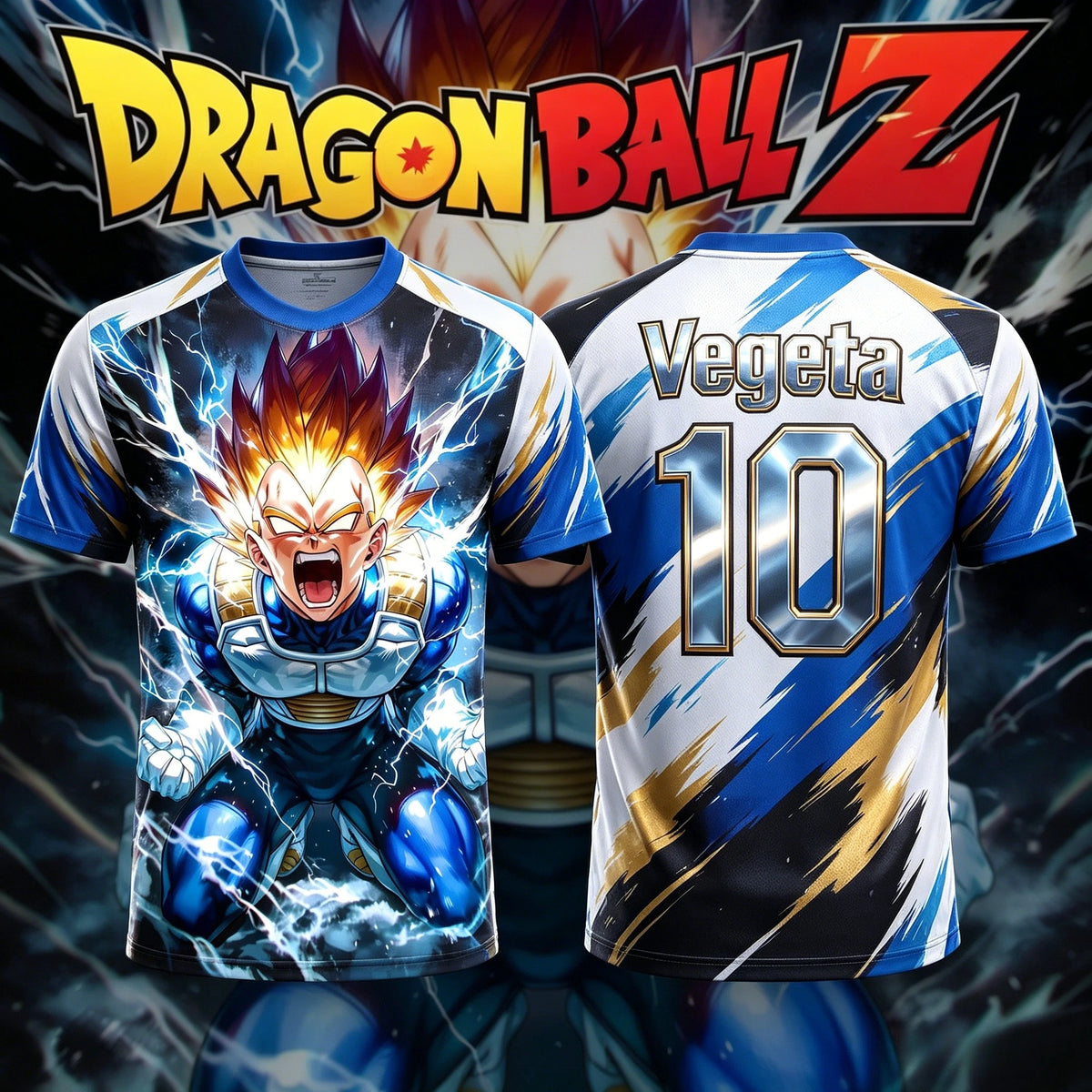 2026 New Adult Men's Dragon Ball NO.10/7 Vegeta 3D Printed Football Jersey T-Shirt Kids Anime T-Shirt Special Football Jersey