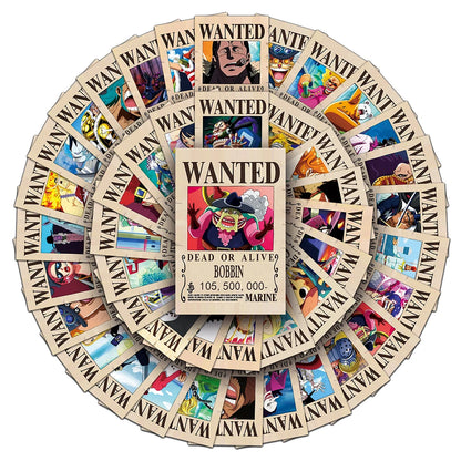 10/30/50/100pcs Anime ONE PIECE Wanted Posters Stickers Cool Luffy Zoro Cartoon Decals Laptop Phone Suitcase Classic Toy Sticker