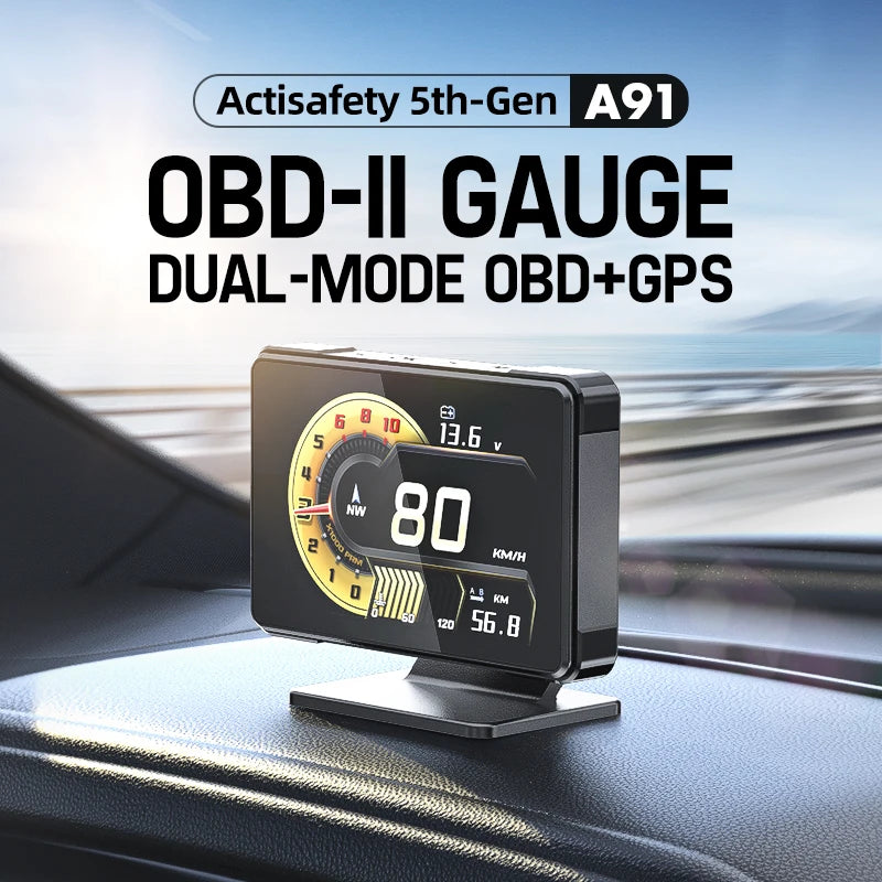 New Car Meter A91 HUD Voltage Speed RPM Turbo Oil Temp Gauge Headup Display for Car Electronicos Hud Display