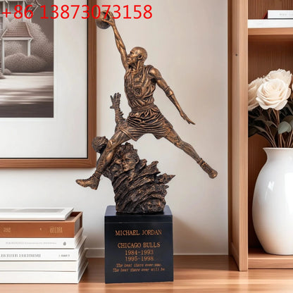 Michael Jordan 23 Resin Sculpture Handmade Art ResinStatues Bronze Finish Statues Home Art Decor Gift