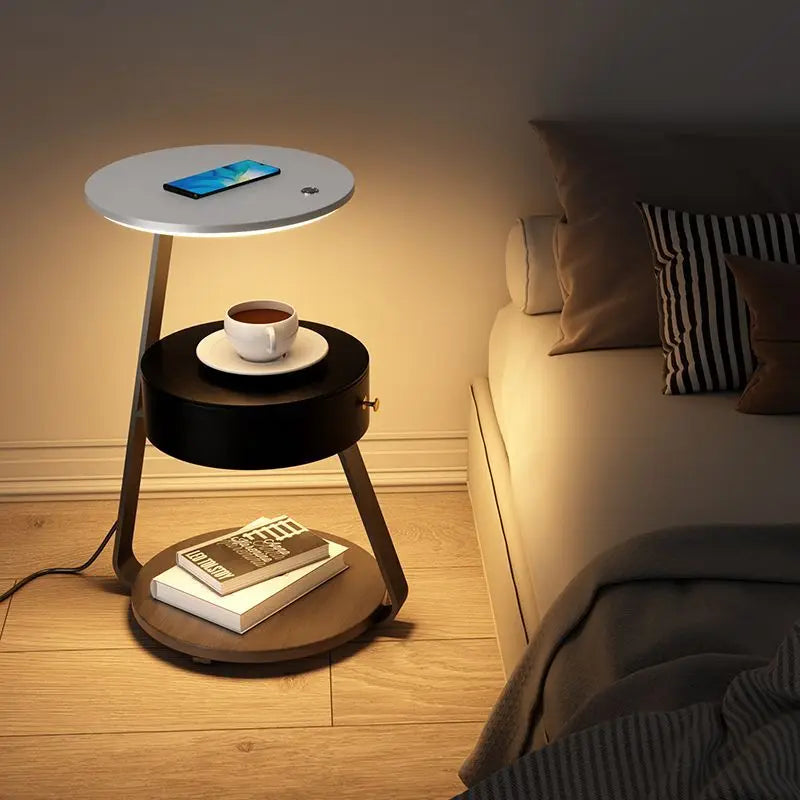 Modern Designer Floor Lamp with Shelf Side Table for Living Room Bedroom Lighting Room Decoration Light Floor Lamp LED