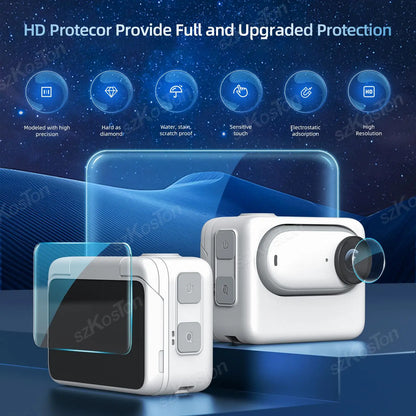 Tempered Glass LCD Display Screen Protector+TPU Soft Lens Film Cover For Insta 360 GO 3S Action Camera GO3S Case Accessories
