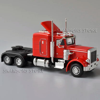 1:50 Diecast Model Semi Truck Toys Peterbilt 389 Tractor Vehicle Miniature Replica Pull Back Sound Light