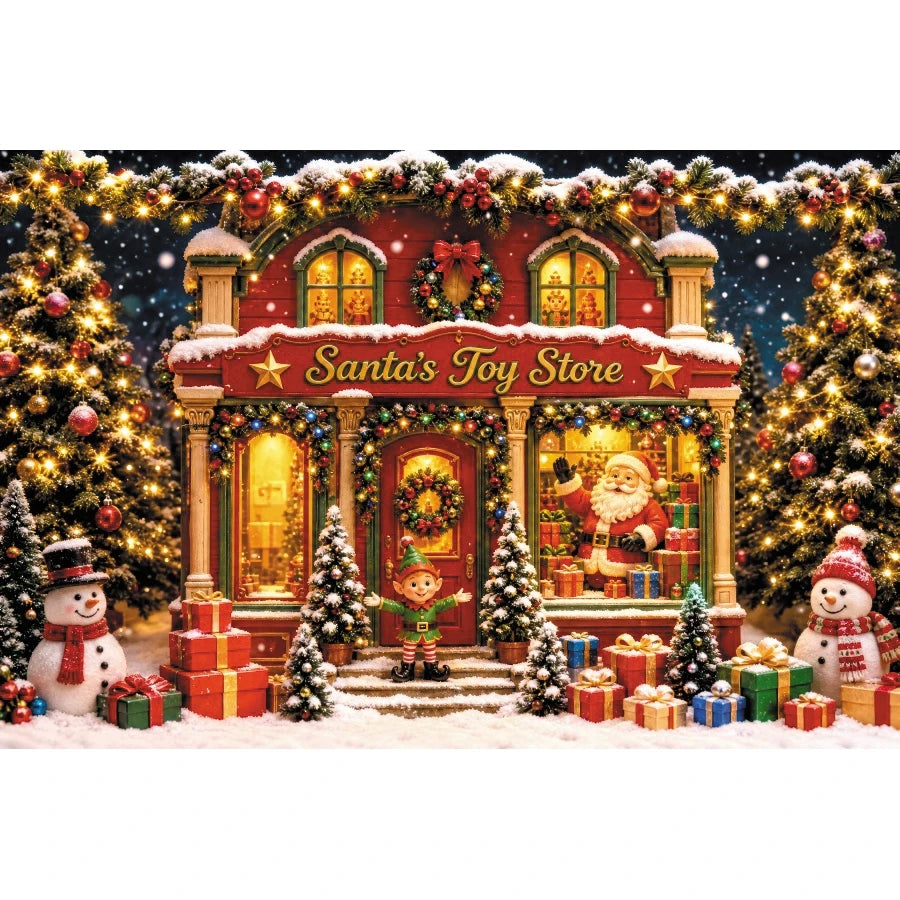 Winter Christmas Red Screen Snowman Christmas Tree Theme Banner Backdrop, Christmas Party, Home Decoration Photography Backdrop