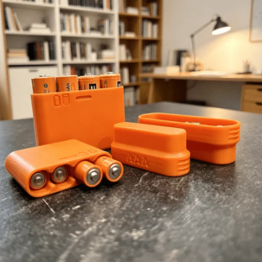 2Pcs Combo 4-Slot AA AAA Battery Storage Box, Sturdy 3D Printed Compact Case for Home Office Travel