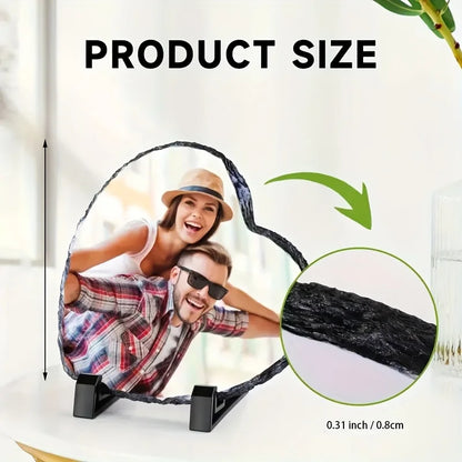 1 Pc Personalized Sublimation Slate Blank-Rectangular Heat Transfer Photo Frame with Display Stand & Heat Tape for DIY Projects