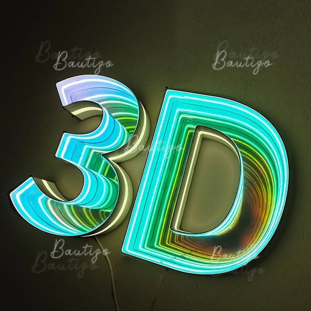 Custom Infinity Mirror LED LOGO Sign Personalized Mirror Wall Business Indoor Decoration for Bar Salon