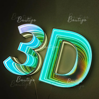 Custom Infinity Mirror LED LOGO Sign Personalized Mirror Wall Business Indoor Decoration for Bar Salon