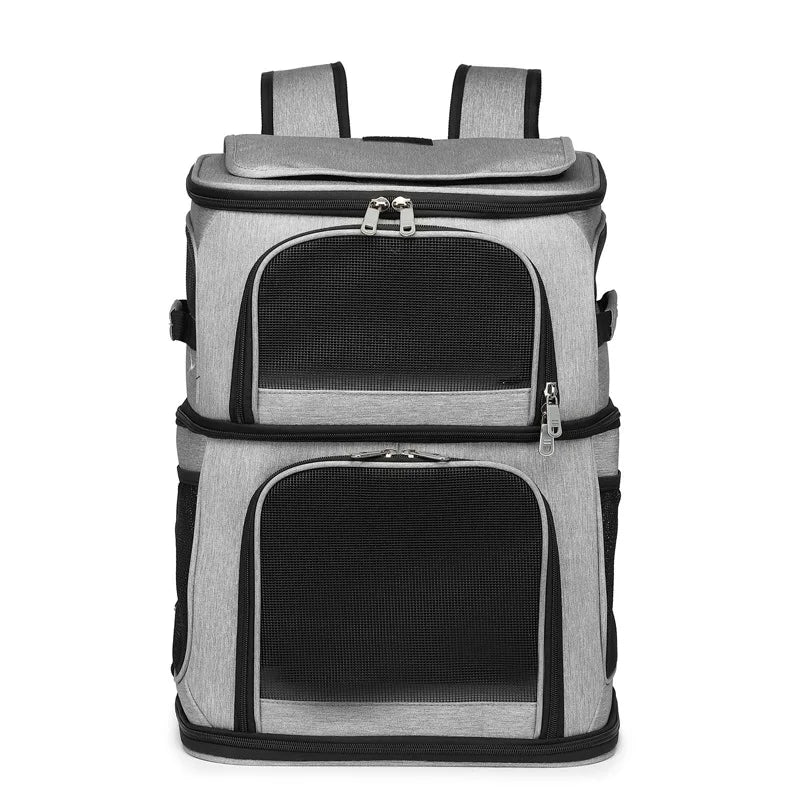 Pet Supplies Large Capacity Double Layer Pet Bag Easy to Put Two Cat Backpacks Foldable Oxford Cloth Dog Bag