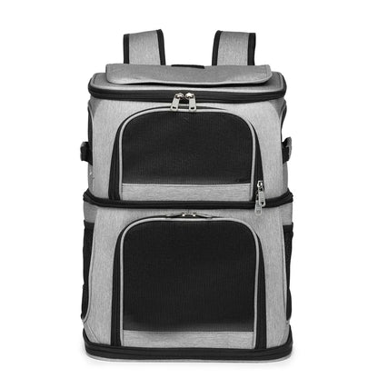Pet Supplies Large Capacity Double Layer Pet Bag Easy to Put Two Cat Backpacks Foldable Oxford Cloth Dog Bag