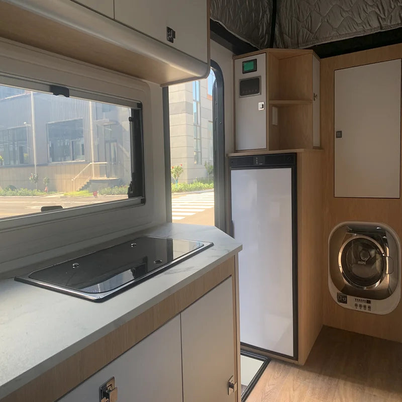 Modern Travel Trailer Including Power Connector Road Charging System And Front 1400*2000 Queen Size Sofa Bed