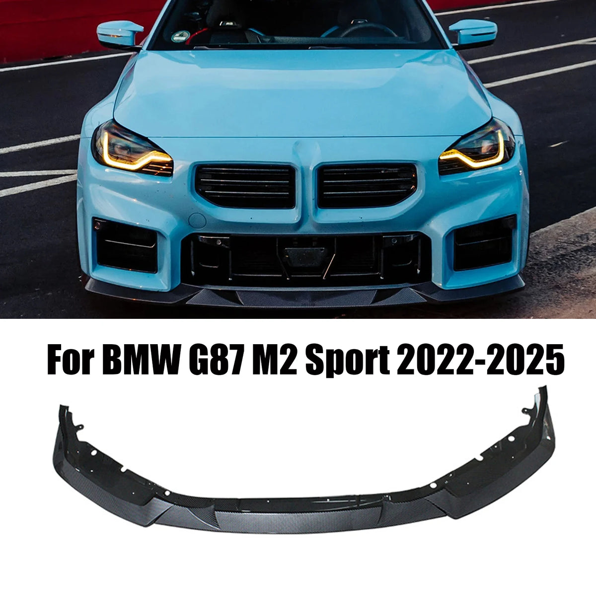 For BMW G87 M2 Sport 2022-2025 Front Bumper Lip Spoiler Splitter Body Kit Gloss Carbon Fiber ABS MH Style