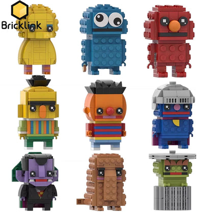 Bricklink Sesame Anime Puppet Show Figures Big Birds Elmos Ernies Berts Bricks Headz Sets Building Blocks Toys Christmas Gift