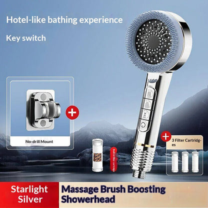 4Modes Pressure Boost Shower Head Multifunction Adjustable Large Water Shower Nozzle Massage Bathroom Accessory