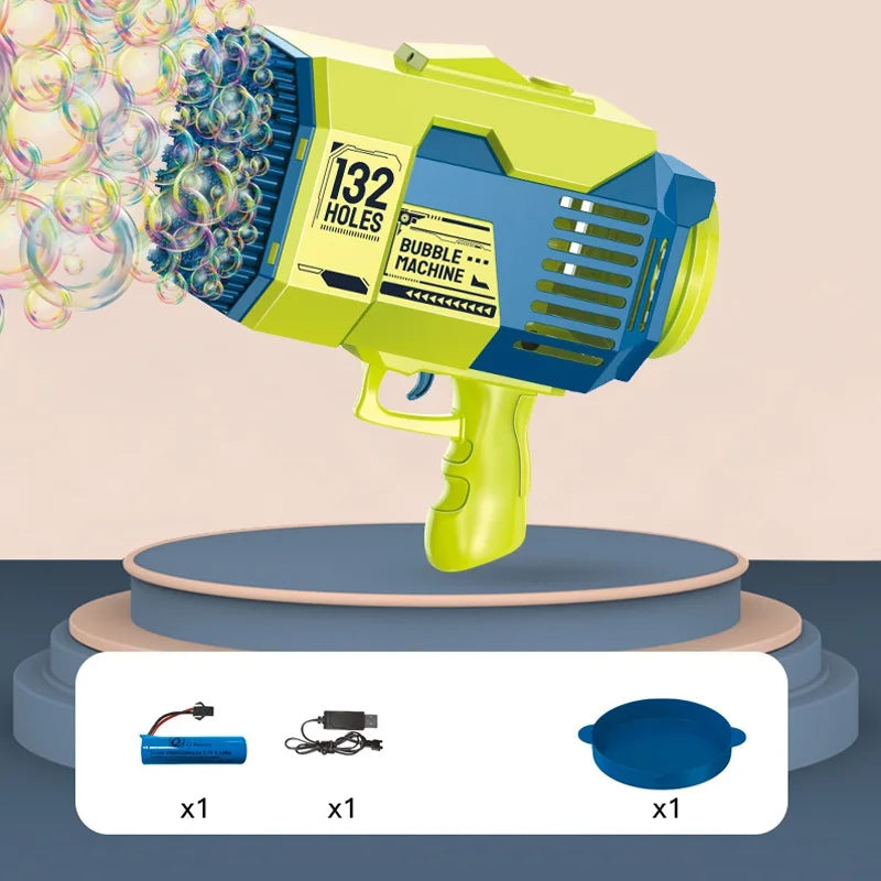 Bubble Gun Machine 132 Holes Soap Automatic Blower with Light Toys for Kids Children Boys Gifts Outdoor Toys Wedding Kids