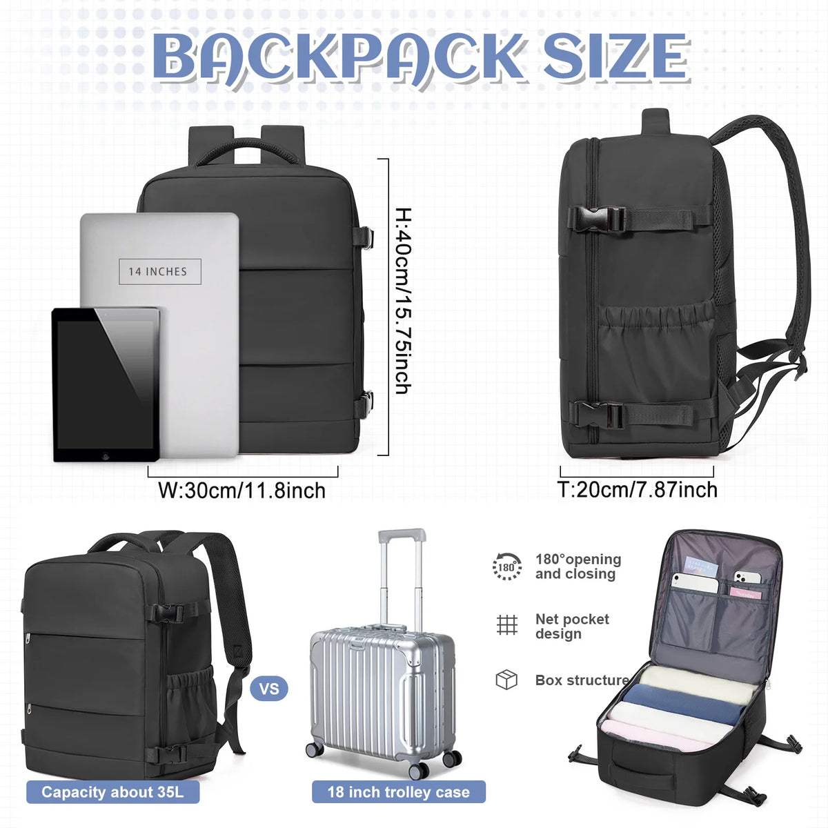 Clothing Storage Bag Personal item storage Backpack Ryanair Backpack 40x30x20 Cabin Bag, Vacuum Storage Bag With Manual Pump