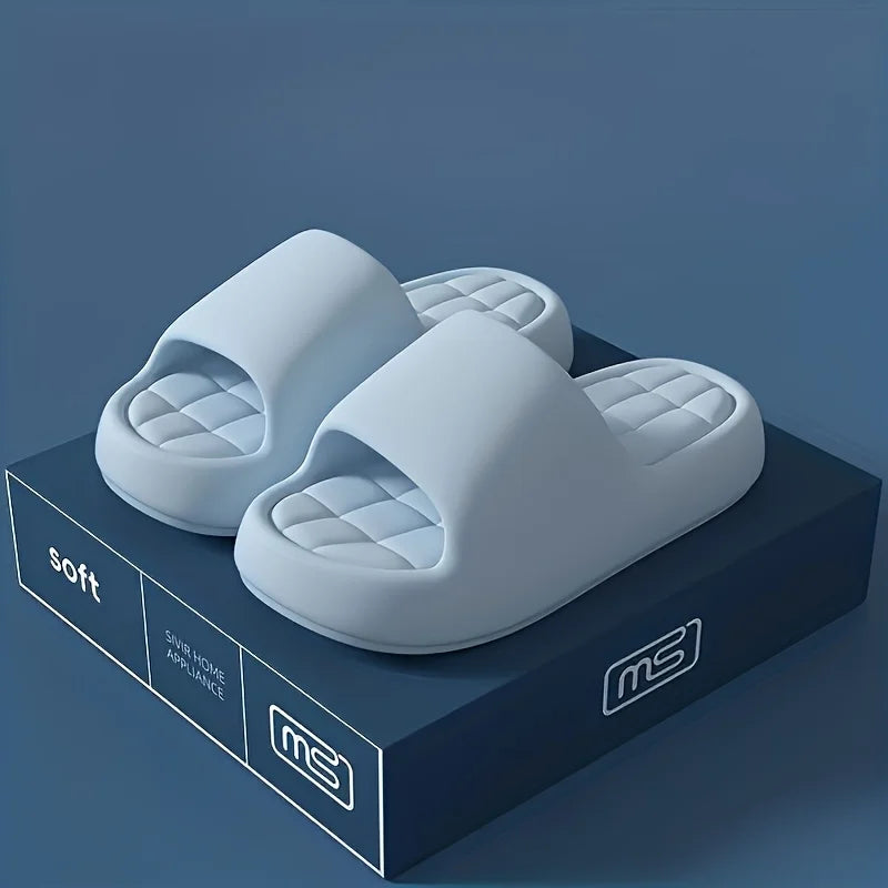 Women Cloud Thick Platform EVA Slide Slippers Grid Cushion Insole Soft Non Slip Indoor Outdoor Sandals