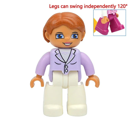 Figures Dolls Big Size Building Blocks Family Action Workers Doctor Police Farmer Compatible Large Bricks Duploes Kid Toys