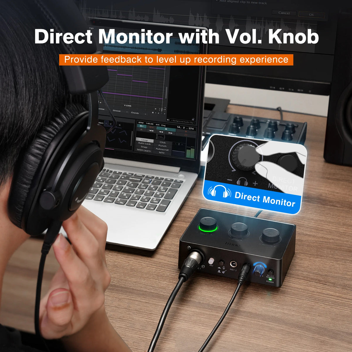FIFINE Sound Mixer for Condenser Microphone with Gain Knob, Audio Interface with 48V Phantom Power for XLR Mic Podcast-Ampli1