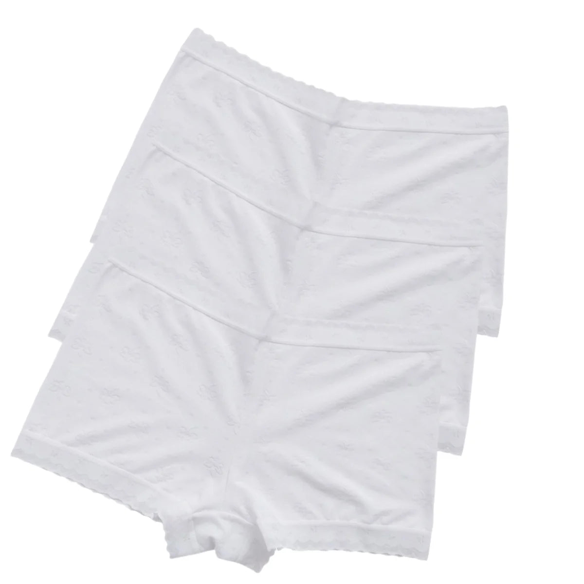 3Pcs/Set Ice Silk Boyshort Women Low Waist Panties Female Underpants Solid Color Lace Underwear Sexy Lingerie M-XL Boyshorts