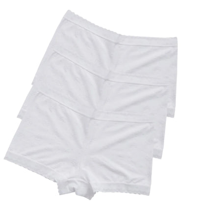 3Pcs/Set Ice Silk Boyshort Women Low Waist Panties Female Underpants Solid Color Lace Underwear Sexy Lingerie M-XL Boyshorts